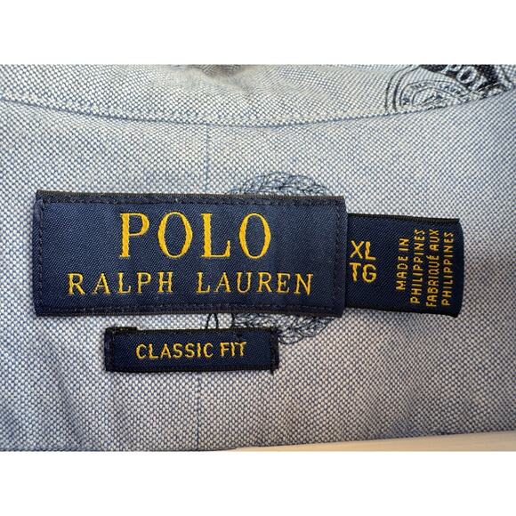 Polo‎ Ralph Lauren P-Wing 1992 Stadium Chambray Graphic Shirt XL - Picture 5 of 14